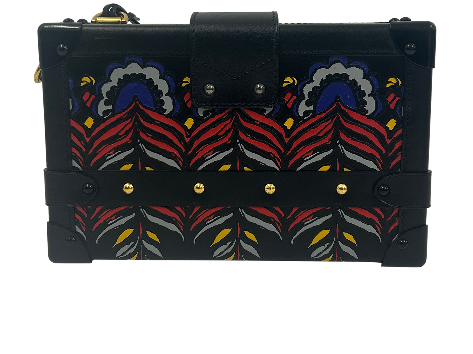 Petitte Malle, 1.900&euro;, Bolso, Amarillo/Gris/Morado/Negro/Rojo, Animal - Piel, Vista trasera